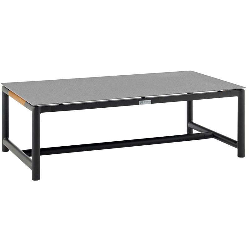 Armen Living Crown 4-Piece Aluminum and Teak Outdoor Seating Set in Black