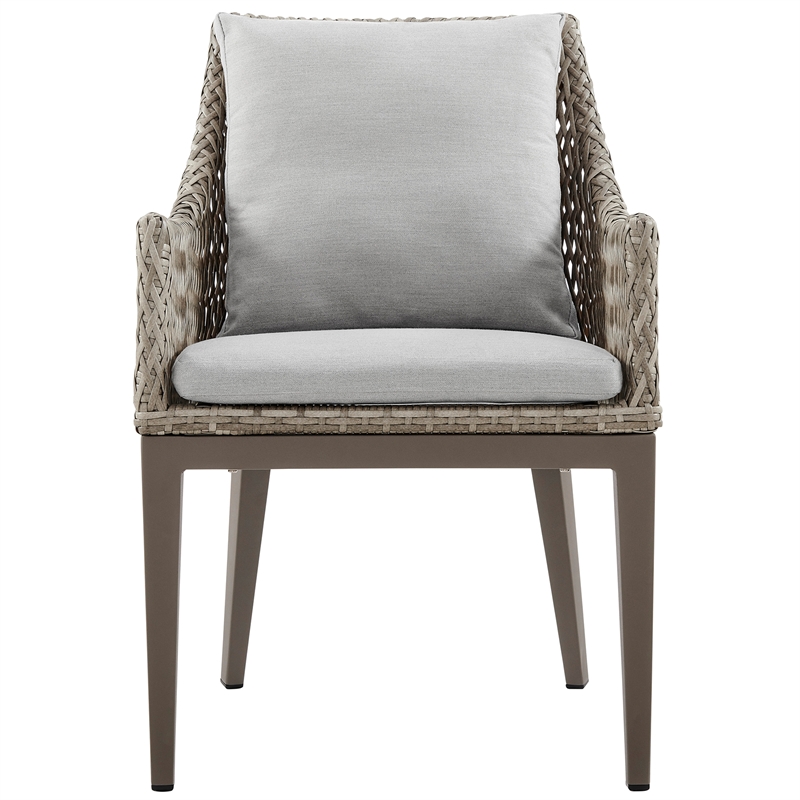 Grenada Outdoor Wicker and Aluminum Gray Dining Chair  - Set of 2