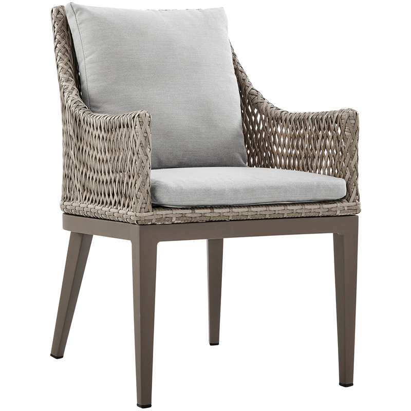 Grenada Outdoor Wicker and Aluminum Gray Dining Chair  - Set of 2
