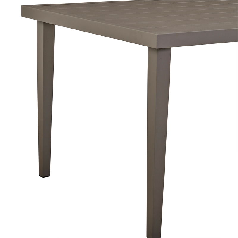 Armen Living Grenada Aluminum Outdoor Rectangle Dining Table in Gray