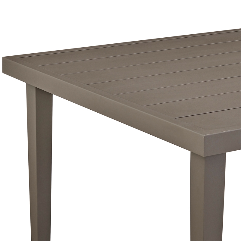 Armen Living Grenada Aluminum Outdoor Rectangle Dining Table in Gray