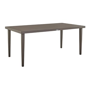 Armen Living Grenada Aluminum Outdoor Rectangle Dining Table in Gray