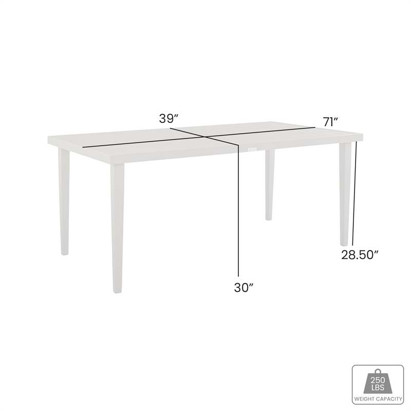 Armen Living Grenada Aluminum Outdoor Rectangle Dining Table in Gray