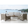 Armen Living Grenada 4-Piece Outdoor Fabric and Wicker Conversation Set in Gray