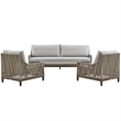 Armen Living Grenada 4-Piece Outdoor Fabric and Wicker Conversation Set in Gray