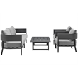 Armen Living Menorca 4-Piece Outdoor Fabric Outdoor Conversation Set in Gray