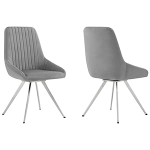 Armen Living Skye 19&quot Modern Fabric Dining Room Chairs in Gray (Set of 2)