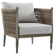 Armen Living Safari 4Pc Aluminum and Rope Outdoor Sofa Set in Brown/Gray Cushion