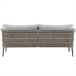 Armen Living Safari 4Pc Aluminum and Rope Outdoor Sofa Set in Brown/Gray Cushion
