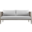 Armen Living Safari 4Pc Aluminum and Rope Outdoor Sofa Set in Brown/Gray Cushion