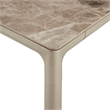 Armen Living Otello Rectangle Ceramic & Metal Dining Table in Champagne Silver