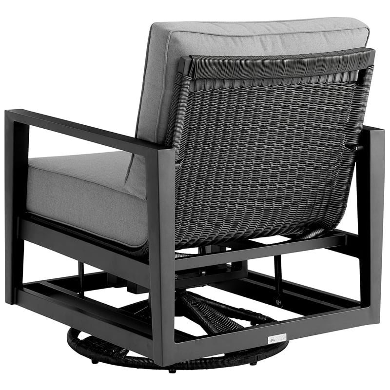 Caymen 3 Piece Black Aluminum Outdoor Seating Set with Dark Gray Cushions