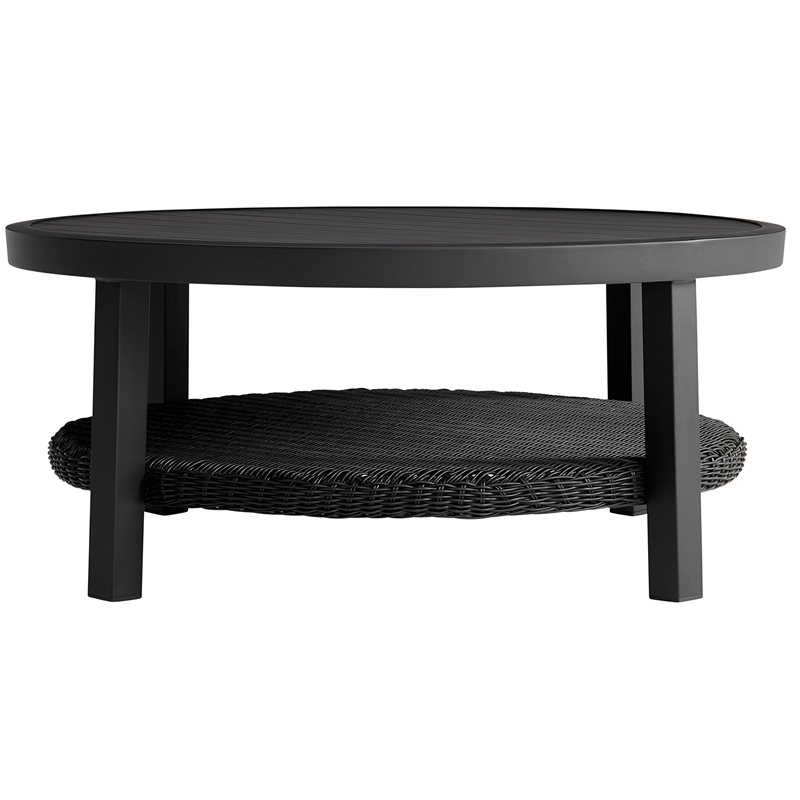 Caymen 3 Piece Black Aluminum Outdoor Seating Set with Dark Gray Cushions