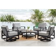 Caymen 5 Piece Black Aluminum Outdoor Seating Set with Dark Gray Cushions