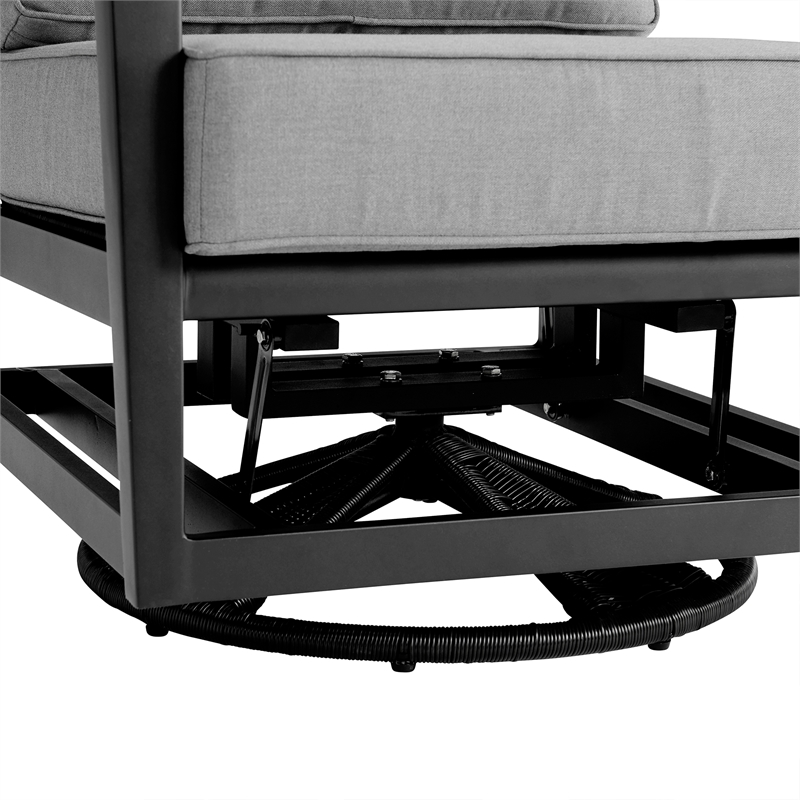 Caymen 5 Piece Black Aluminum Outdoor Seating Set with Dark Gray Cushions