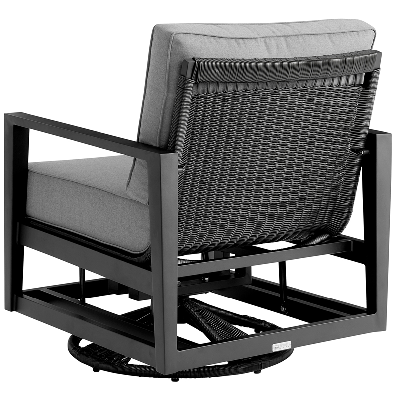 Caymen 5 Piece Black Aluminum Outdoor Seating Set with Dark Gray Cushions
