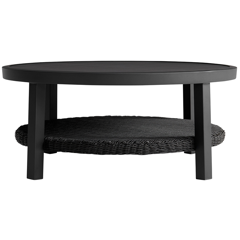 Caymen 5 Piece Black Aluminum Outdoor Seating Set with Dark Gray Cushions