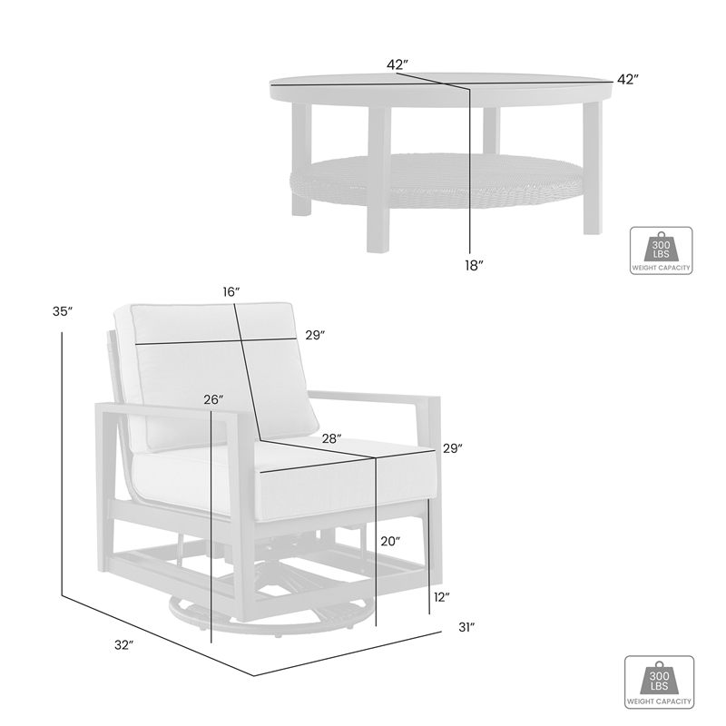 Caymen 5 Piece Black Aluminum Outdoor Seating Set with Dark Gray Cushions