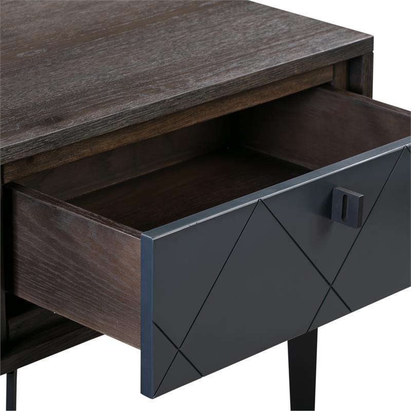 Armen Living Cross 4-Piece Modern Wood Bedroom Set in Gray/Oak