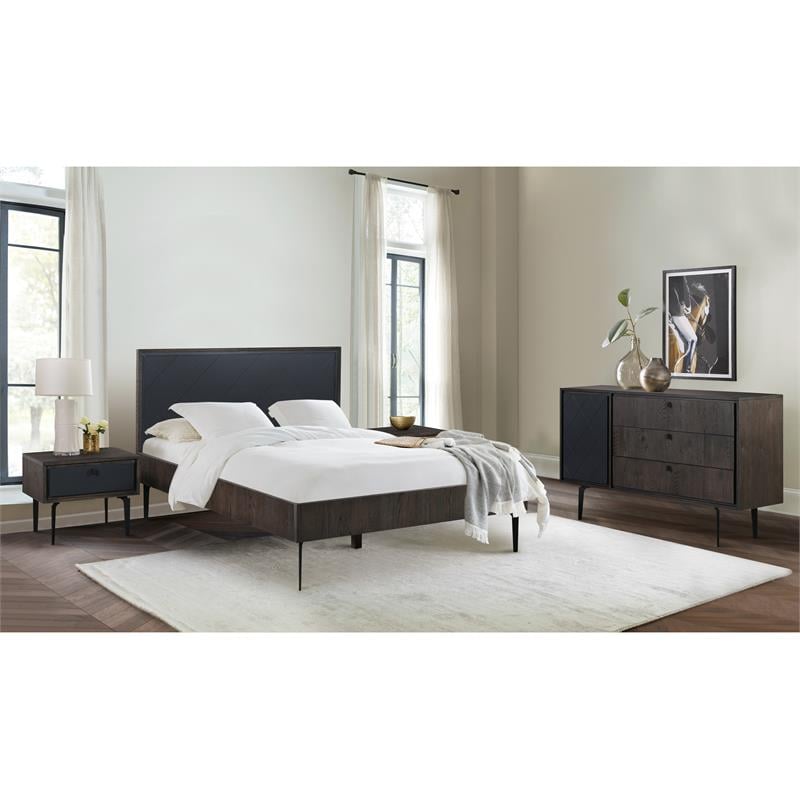 Armen Living Cross 4-Piece Modern Wood Bedroom Set in Gray/Oak