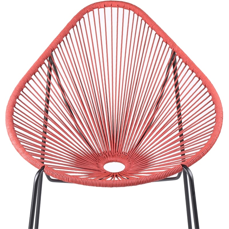 Armen Living Acapulco Fabric In-Outdoor Papasan Lounge Chair in Brick/Black