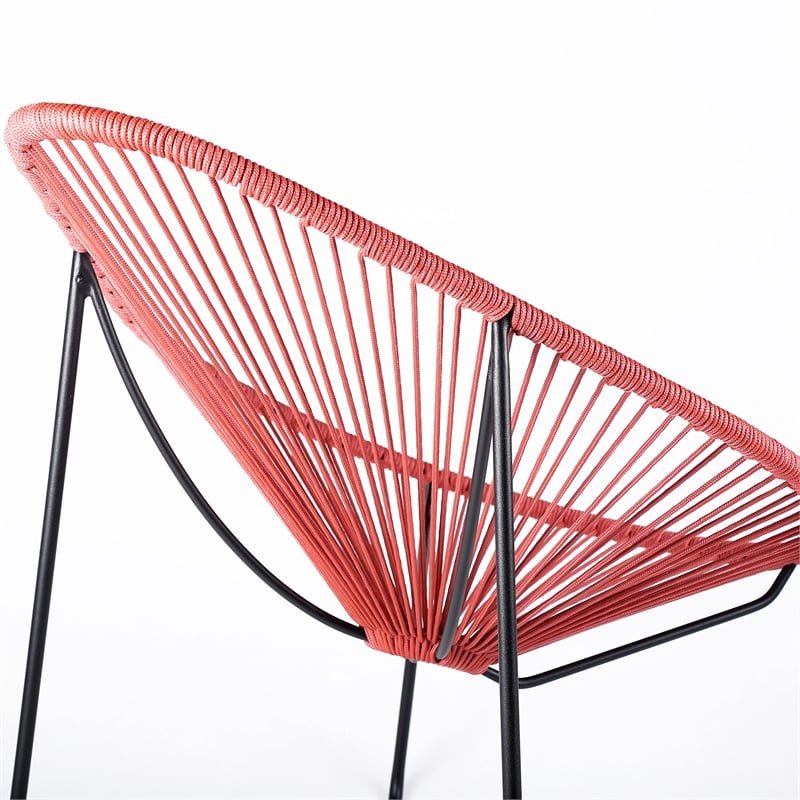 Armen Living Acapulco Fabric In-Outdoor Papasan Lounge Chair in Brick/Black