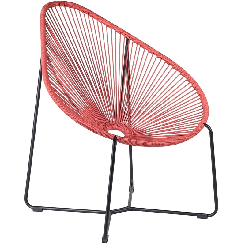 Armen Living Acapulco Fabric In-Outdoor Papasan Lounge Chair in Brick/Black