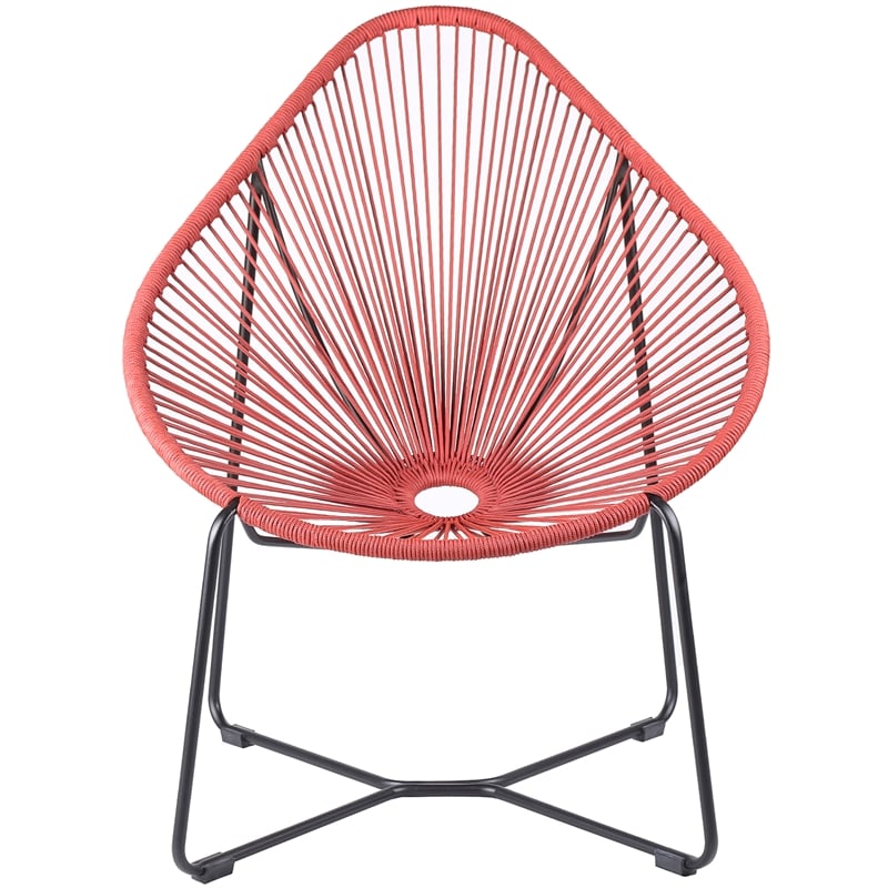 Armen Living Acapulco Fabric In-Outdoor Papasan Lounge Chair in Brick/Black