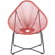 Armen Living Acapulco Fabric In-Outdoor Papasan Lounge Chair in Brick/Black