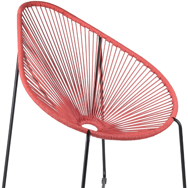 Armen Living Acapulco Fabric In-Outdoor Papasan Lounge Chair in Brick/Black