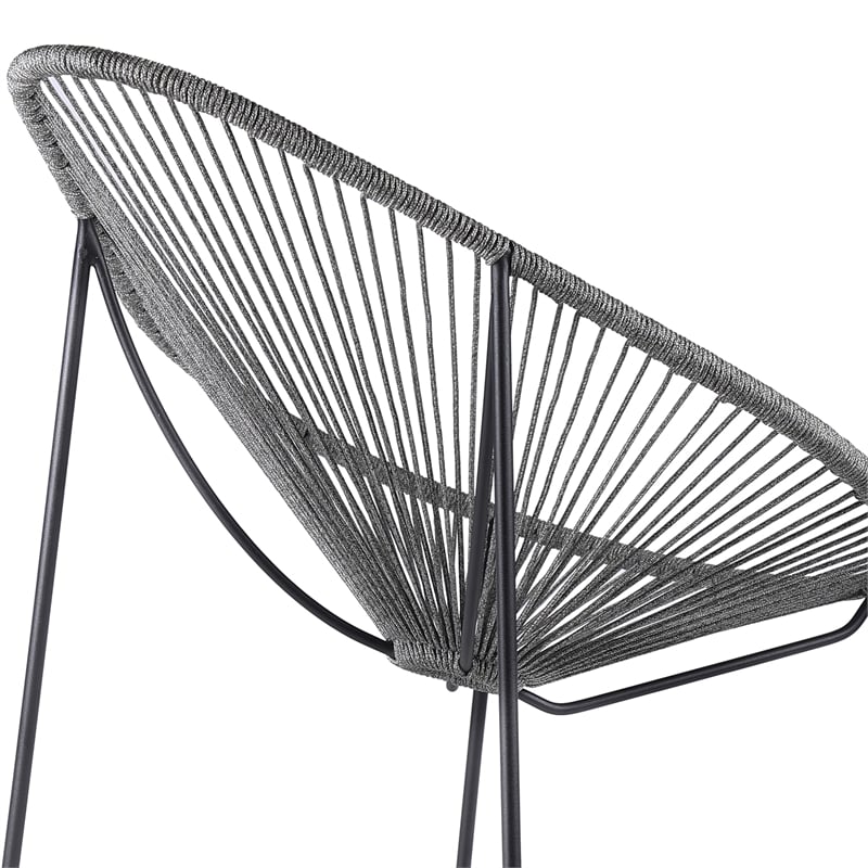 Armen Living Acapulco Fabric Indoor Outdoor Lounge Chair in Gray/Black