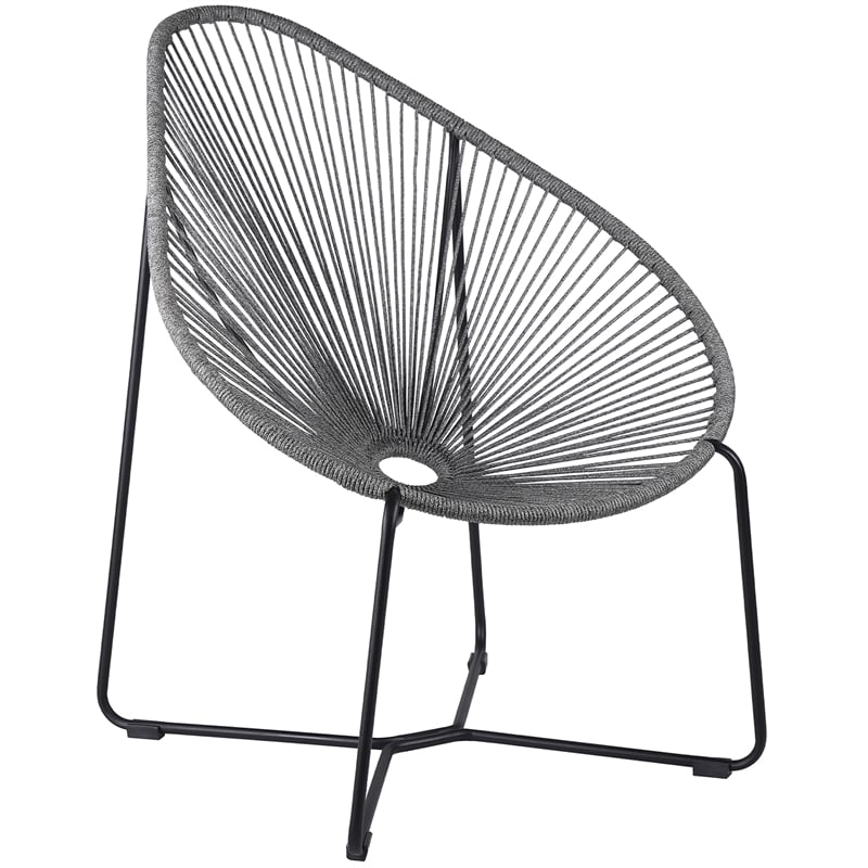 Armen Living Acapulco Fabric Indoor Outdoor Lounge Chair in Gray/Black
