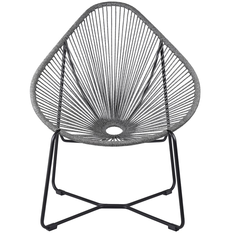 Armen Living Acapulco Fabric Indoor Outdoor Lounge Chair in Gray/Black