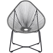 Armen Living Acapulco Fabric Indoor Outdoor Lounge Chair in Gray/Black