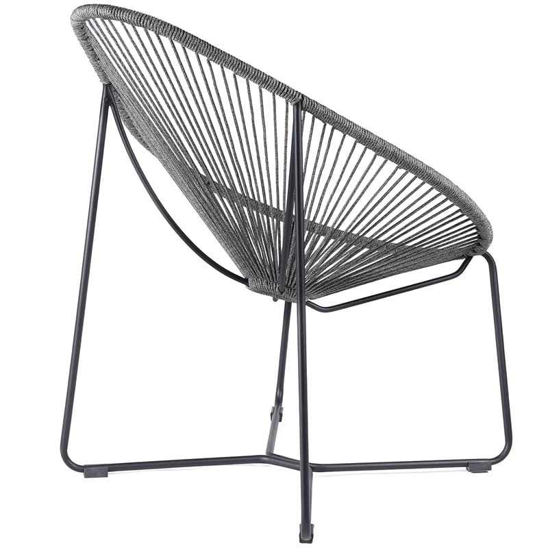 Armen Living Acapulco Fabric Indoor Outdoor Lounge Chair in Gray/Black