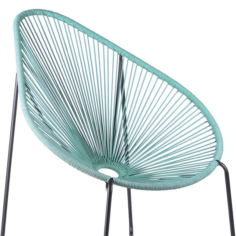 Armen Living Acapulco Indoor Outdoor Fabric Lounge Chair in Green/Black