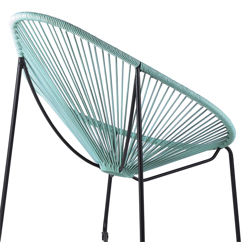Armen Living Acapulco Indoor Outdoor Fabric Lounge Chair in Green/Black