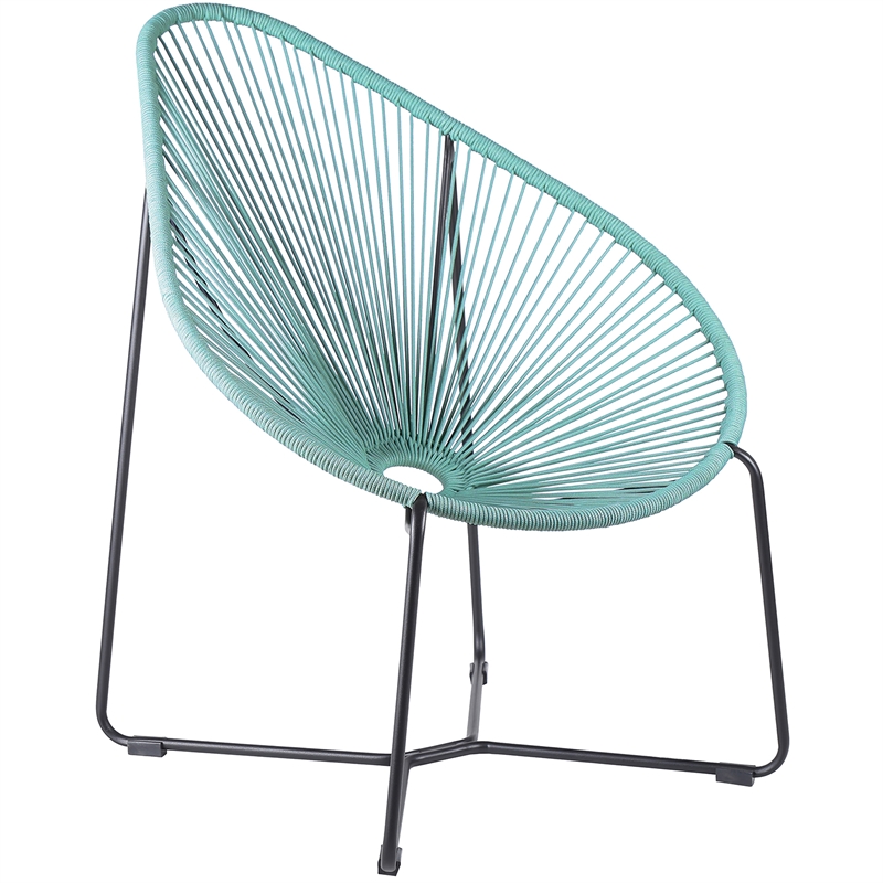 Armen Living Acapulco Indoor Outdoor Fabric Lounge Chair in Green/Black