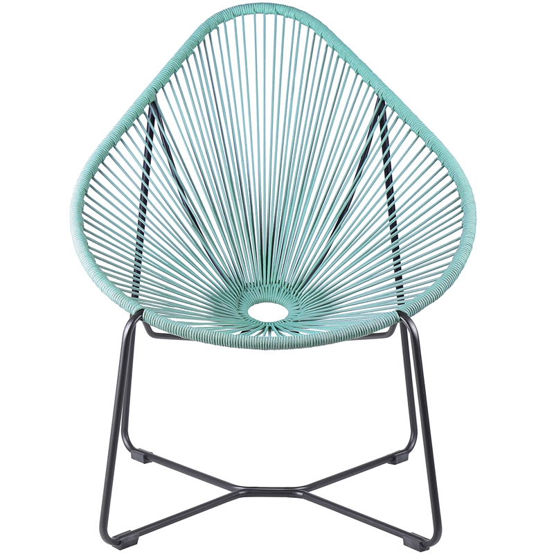 Armen Living Acapulco Indoor Outdoor Fabric Lounge Chair in Green/Black