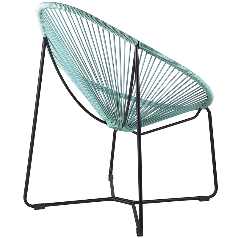 Armen Living Acapulco Indoor Outdoor Fabric Lounge Chair in Green/Black