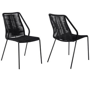 Armen Living Clip 19&quot Fabric In-Outdoor Stackable Dining Chair in Black