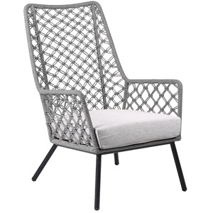 Armen Living Marco Modern Fabric/Steel Outdoor Lounge Chair in Gray