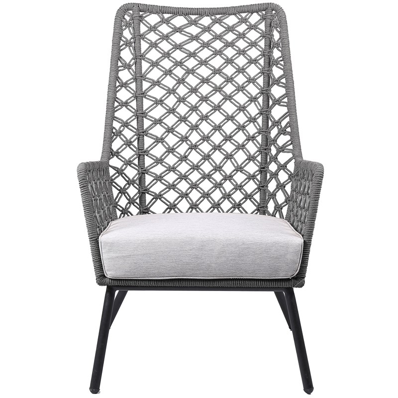 Armen Living Marco Modern Fabric/Steel Outdoor Lounge Chair in Gray