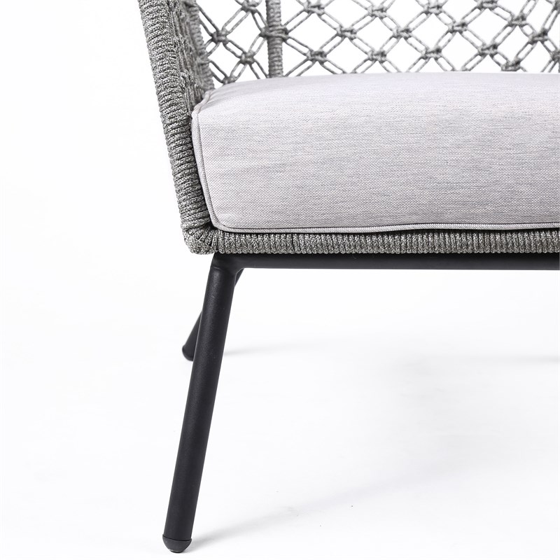 Armen Living Marco Modern Fabric/Steel Outdoor Lounge Chair in Gray