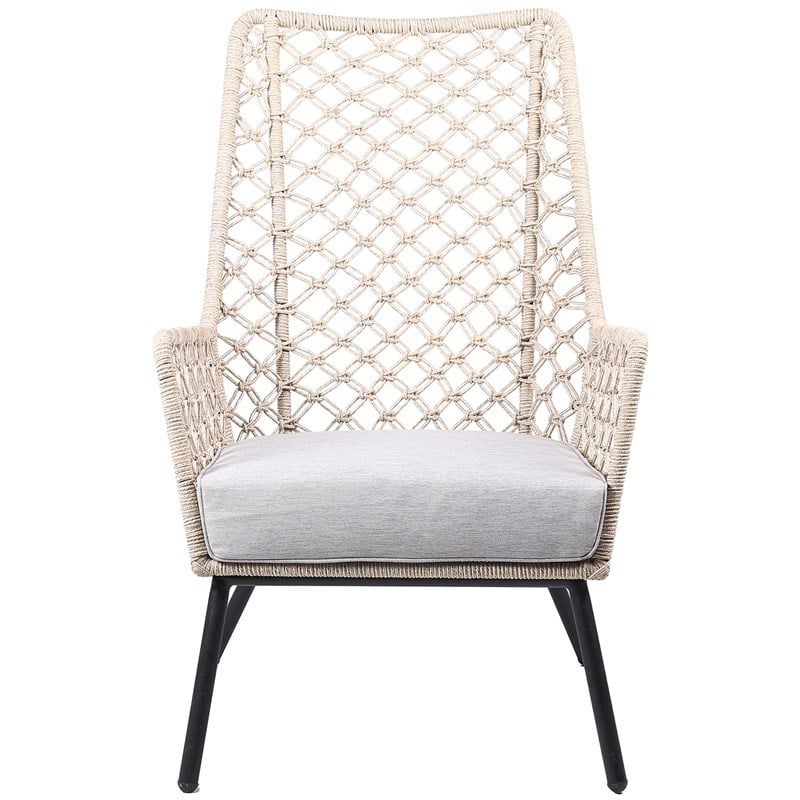 Armen Living Marco Modern Fabric/Steel Outdoor Lounge Chair in Natural Springs
