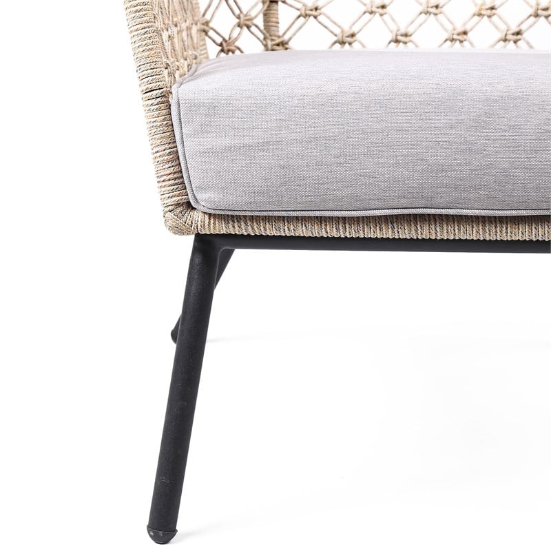 Armen Living Marco Modern Fabric/Steel Outdoor Lounge Chair in Natural Springs