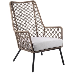 Armen Living Marco Modern Fabric/Steel Outdoor Lounge Chair in Truffle Brown