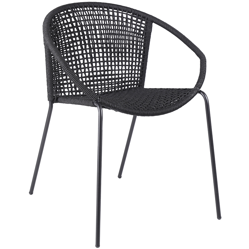 Armen Living Snack Fabric In-Outdoor Dining Chair in Black (Set of 2)