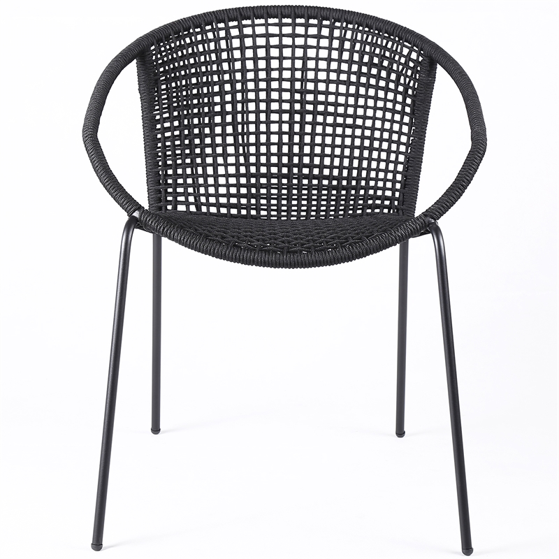 Armen Living Snack Fabric In-Outdoor Dining Chair in Black (Set of 2)