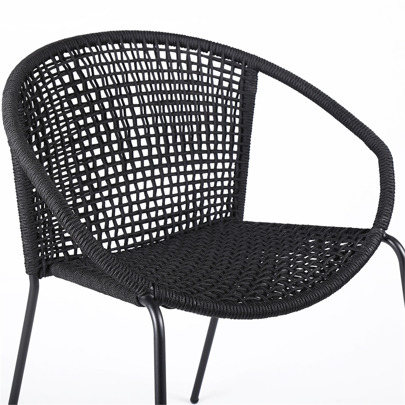 Armen Living Snack Fabric In-Outdoor Dining Chair in Black (Set of 2)